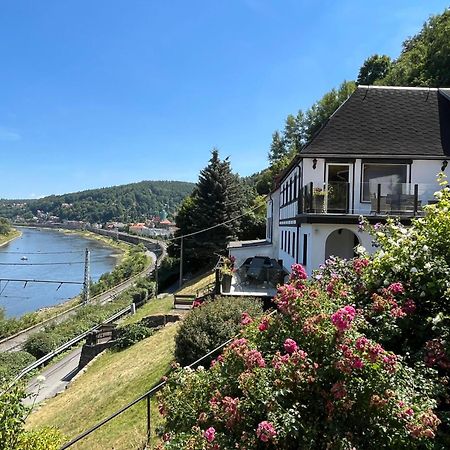 Saechsische-Schweiz-Ferienhaus-Wohnung-1-Mit-Elbblick-Sauna-Und-Kamin Königstein an der Elbe Exterior foto